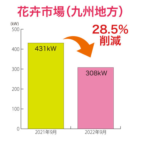 花卉市場（九州地方）28.5%削減